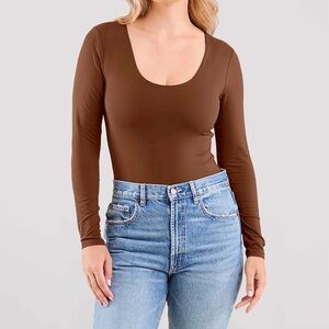 NEW Nuuds Long Sleeve Scoop Neck Bodysuit